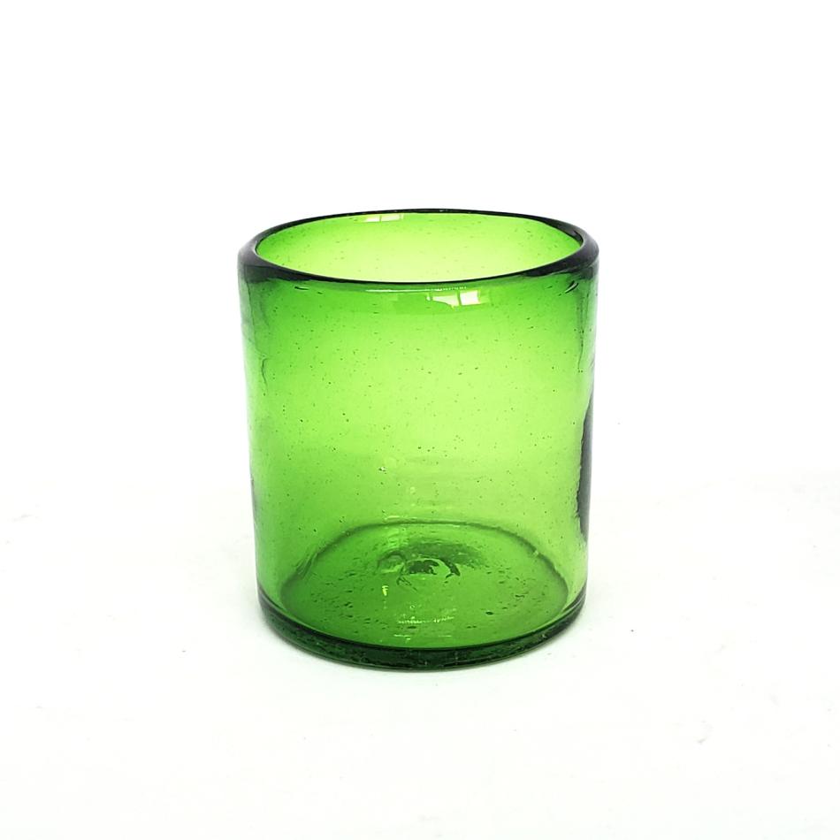 Mexican Glasses / Solid Emerald Green 9 oz Short Tumblers (set of 6) / Enhance your favorite drink with these colorful handcrafted glasses.